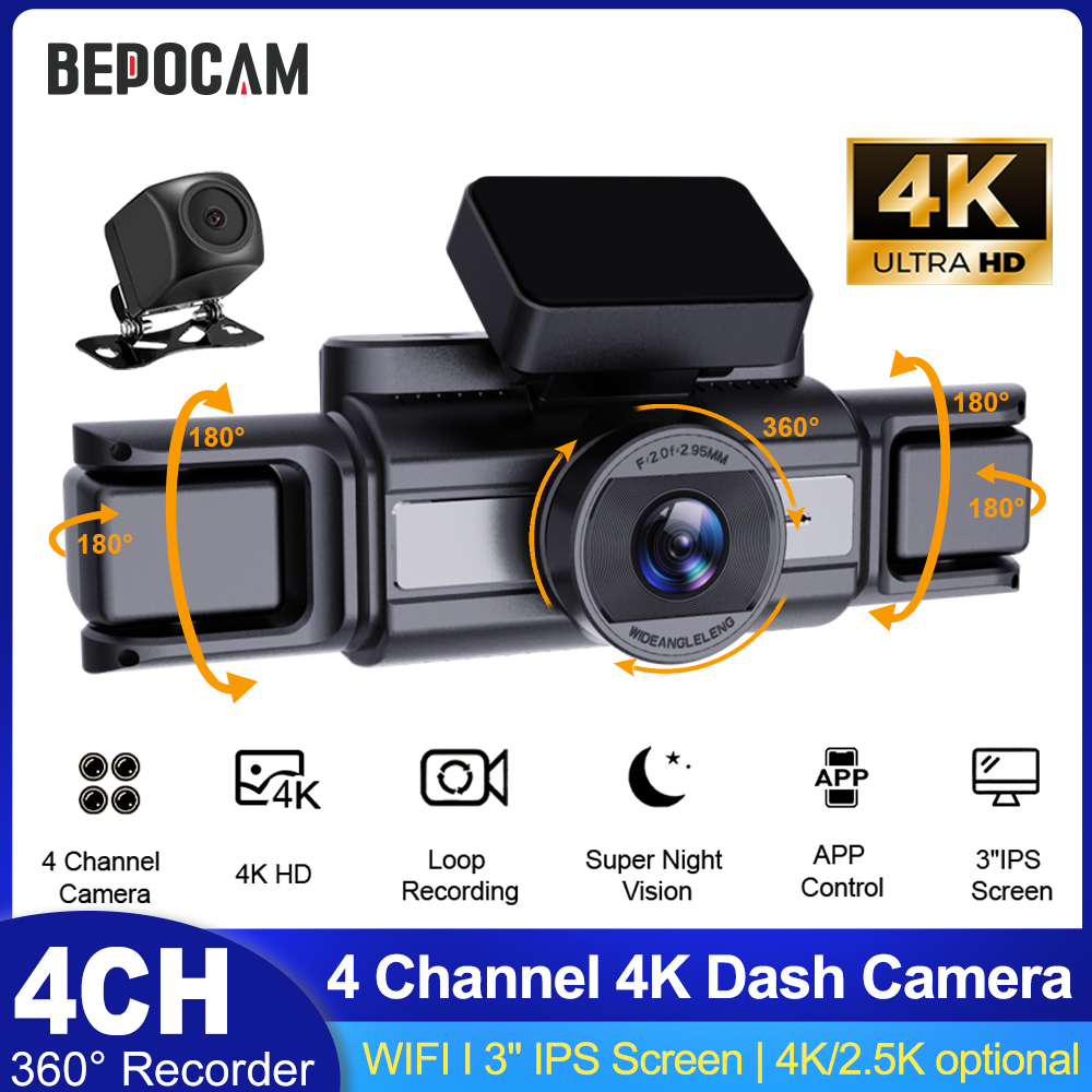 BEPOCAM 4CH 4K Kamera samochod – Panoramic Dash Cam 360 recenzja i cena